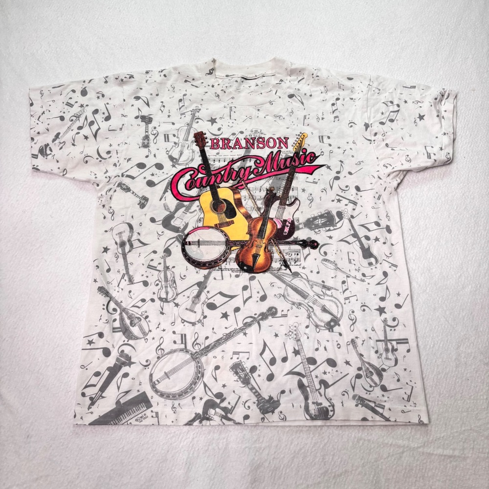 1994 Branson Country Music AOP Graphic T-Shirt White USA Single Stitch XL